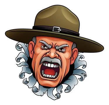 Drill Instructor Sergeant Bootcamp Army Soldier Stock Illustration