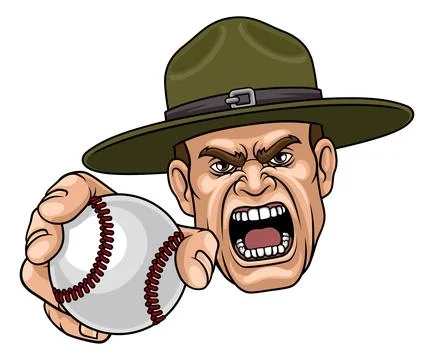 Drill Instructor Sergeant Bootcamp Baseball Mascot Stock Illustration