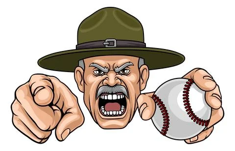 Drill Instructor Sergeant Bootcamp Baseball Mascot Stock Illustration
