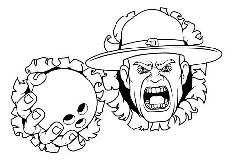 Drill Instructor Sergeant Bootcamp Bowling Mascot 库存插图