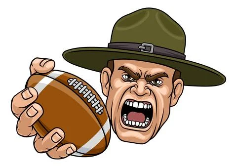 Drill Instructor Sergeant Bootcamp Football Mascot Stock Illustration