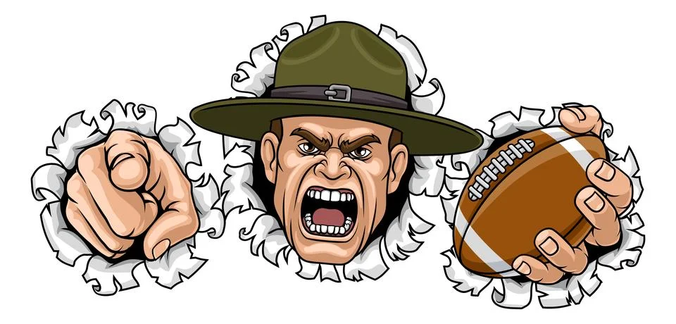 Drill Instructor Sergeant Bootcamp Football Mascot Stock Illustration