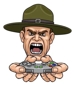Drill Instructor Sergeant Bootcamp Gamer Mascot Stock Illustration