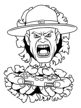 Drill Instructor Sergeant Bootcamp Gamer Mascot Stock Illustration