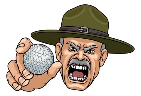 Drill Instructor Sergeant Bootcamp Golf Mascot Stock Illustration
