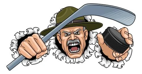 Drill Instructor Sergeant Ice Hockey Sports Mascot Stock Illustration
