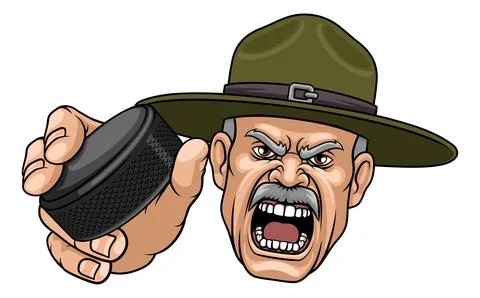 Drill Instructor Sergeant Ice Hockey Sports Mascot Stock Illustration