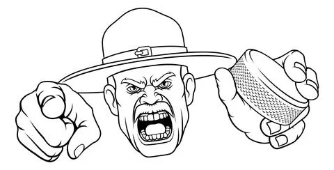 Drill Instructor Sergeant Ice Hockey Sports Mascot Stock Illustration