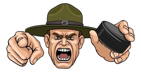 Drill Instructor Sergeant Ice Hockey Sports Mascot Stock Illustration