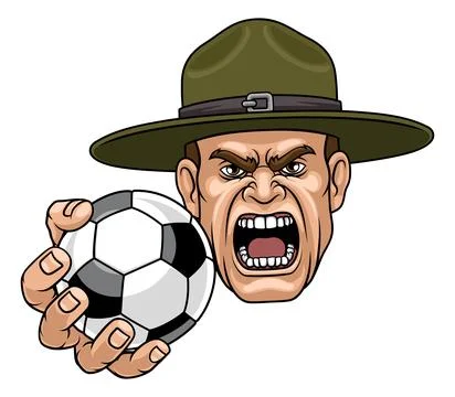 Drill Instructor Sergeant Soccer Football Mascot Stock Illustration