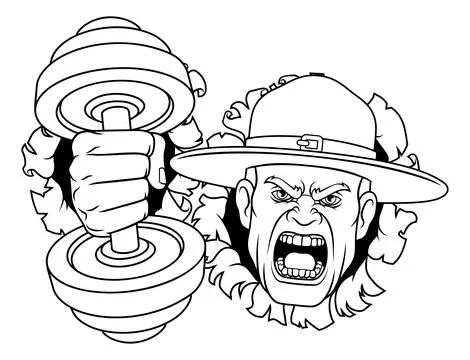 Drill Instructor Sergeant Weight Lifting Gym Man Stock Illustration