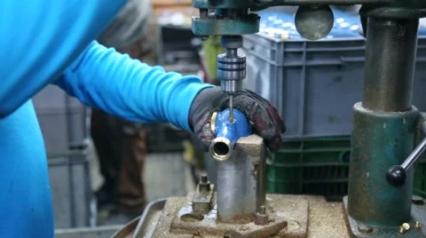 Drill iron factory workers Stock Footage 68075166