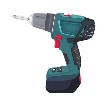 Drill isolated on white background. Drilling machine. Stock Illustration