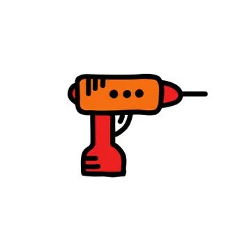 Drill kit doodle icon, vector color illustration Stock Illustration