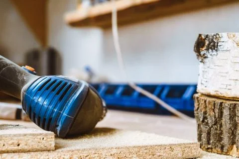 Drill lies on the table Stock Photos