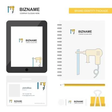 Drill machine  Business Logo, Tab App, Diary PVC Employee Card and USB Brand  Illustrazione stock