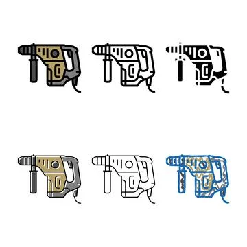 Drill machine color multistyle icon vector Illustrazione stock