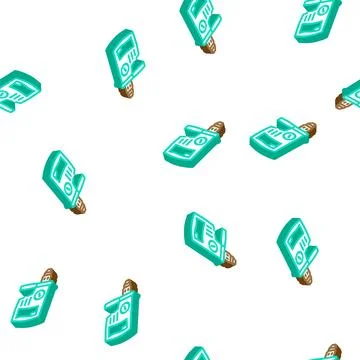 Drill machine isometric icon seamless pattern Stock Illustration