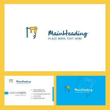 Drill machine  Logo design with Tagline &amp; Front and Back Busienss Card Templa Illustration