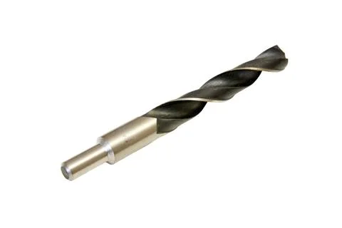 Drill metal large bit isolated on white background Fotos de archivo