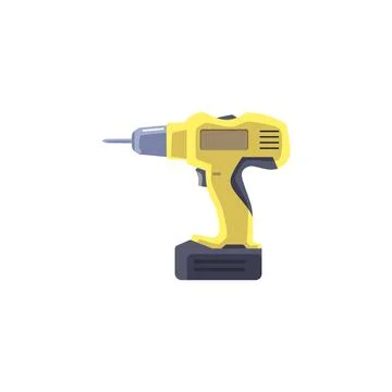 Drill power tool for construction and craft work vector illustration isolated. Ilustração Stock