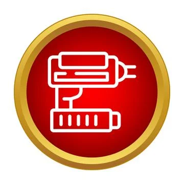 Drill power tool icon for construction and diy work Stock Illustration