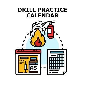 Drill practice calendar planning safety procedures Stock Illustration