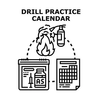 Drill practice calendar planning safety procedures Stock Illustration