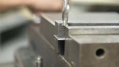 Drill press, close-up drilling metal Stock Footage 8977830