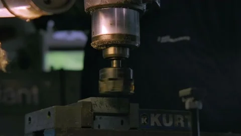 Drill Press Running in a Workshop Stock Footage 201964813