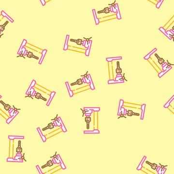 Drill press tool work vector seamless pattern Illustrazione stock