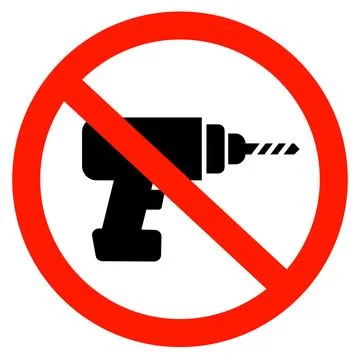Drill is prohibited icon. no drill needed forbidden sign. Stock Illustration