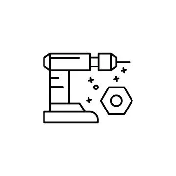 Drill repair machine icon. Element of manufacturing Stock Illustration