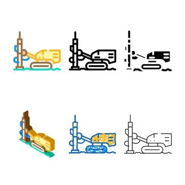 Drill rig copper production color minimal icon vector Stock Illustration