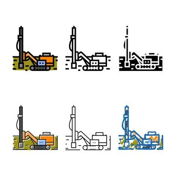Drill rig copper production stylized color icon vector Stock Illustration