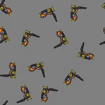 Drill rig copper production vector seamless pattern Illustrazione stock