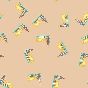 Drill rig copper production vector seamless pattern Stock Illustration