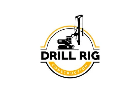 Drill Rig logo template vector. Heavy equipment logo vector for constructio.. Stock Illustration