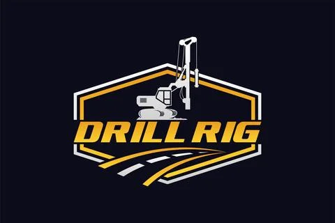 Drill Rig logo template vector. Heavy equipment logo vector for constructio.. Stock Illustration
