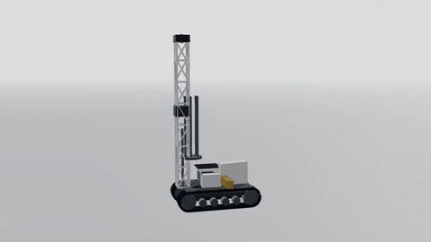 Drill rig mining 3d loop white background 3D animation seamless loop Stock Footage 341849778