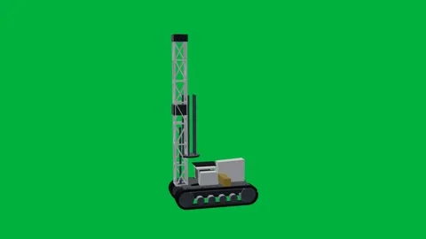 Drill rig mining 3d loop green screen Video stock 342914918