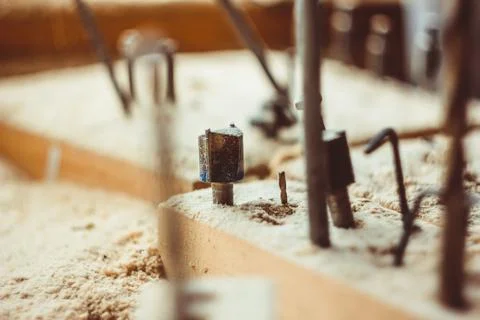The drill is sawdust Stock Photos