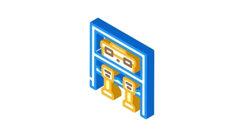 Drill shelf garage tool isometric icon animation Stock Footage 327293572