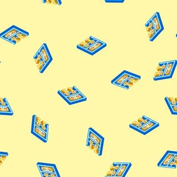 Drill shelf garage tool isometric icon seamless pattern Stock Illustration