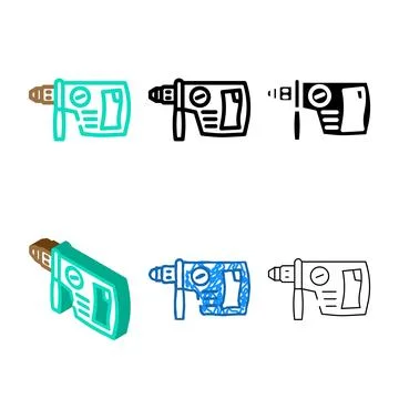Drill styleset machine color icon vector Stock Illustration