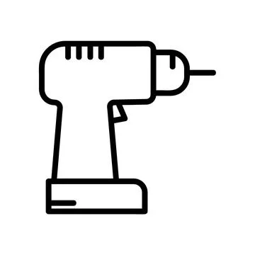 Drill tool flat icon. Pictogram for web. Line stroke. Isolated on white backg Stock Illustration