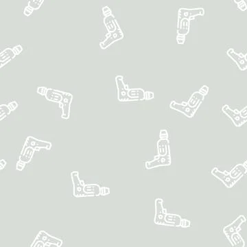 Drill tool line vector seamless pattern black Stock Illustration