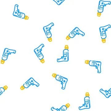 Drill tool vector seamless pattern color Illustrazione stock