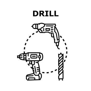 Drill tools and equipment for construction work Stock Illustration