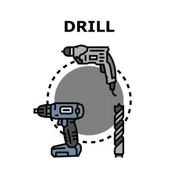Drill tools and equipment for construction work Stock Illustration